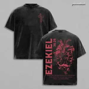 Heart of Flesh - Ezekiel 36:26 Jesus T-Shirt Washed Jesus Apparel Christian Bible Verse Church Outfit Gym Pump Cover Back To School Outfits Gift for Christians