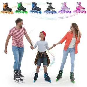 Nattork Kids' Beginner Inline Skates, 4-Size Adjustable, 8 Light-Up PU Wheels, Triple Ankle Protection, Reinforced Aluminum Frame, ABEC-7 Bearings, Indoor-Outdoor Sports Gear for Ages 3-15