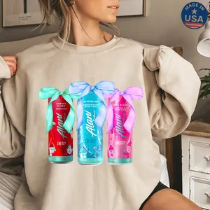 Made in USA, Energy Drink Lover Sweatshirt | Alani Bow Cans Graphic Sweater