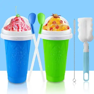 QwayHome 2PC Slushie Maker Cup - DIY Frozen Magic Slushy Cup, Double Layers Silica, Quick Cooling Cup, Homemade Milk Shake Ice Cream Maker