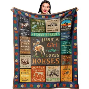 Horse Gifts for Women, Horse Blanket for Girls, Gifts for Horse Lover, Girls Horse Gifts, Horses Gift Ideas, Equestrian Gifts, Horse Themed Gifts, Horse Lovers Birthday Gifts Blanket 60" x 50"