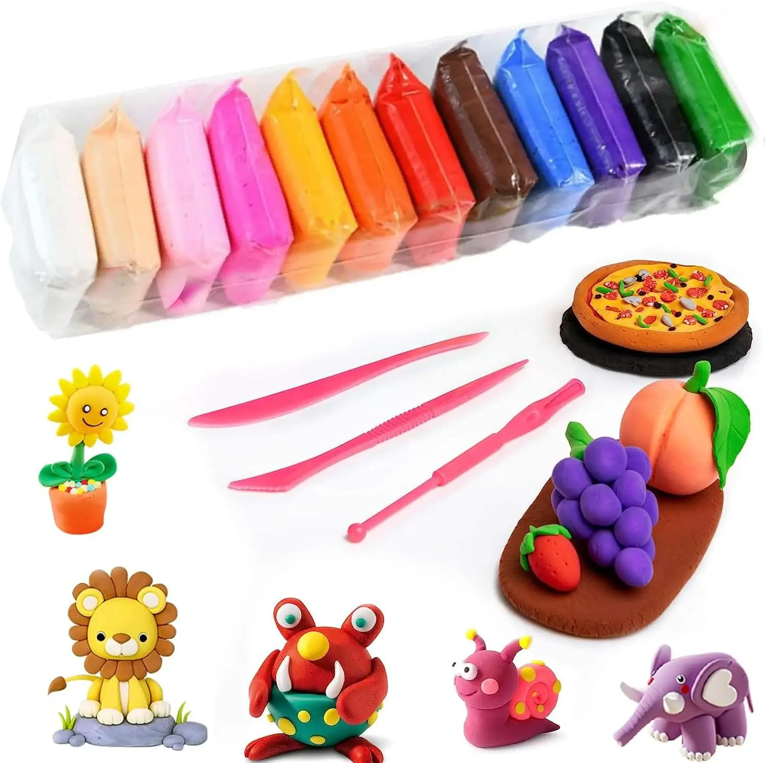12 colour diy Clay set with tools - perfect for DIY handicrafts and novelty toys