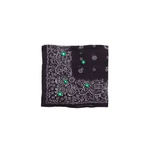 Chan Luu Embroidered Bandana in Black/Green