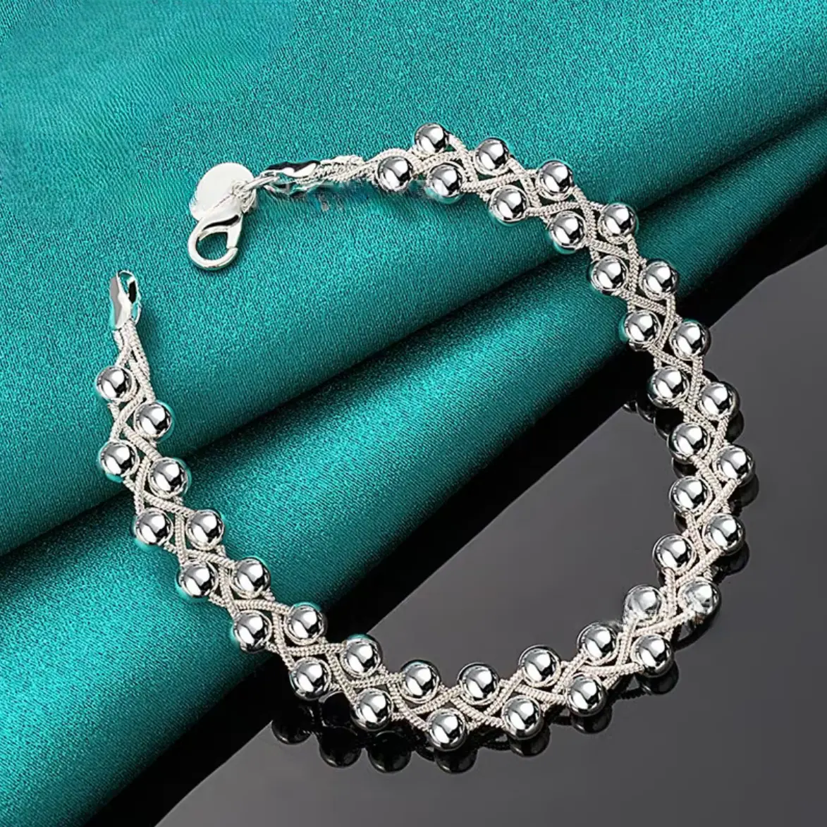 Vintage Bohemian Beaded Bracelet for Women, Silver Plated Geometric Woven Design, 8-Inch Statement Piece for Daily Wear & Gifting, Elegant Design, Clasp, Anklet, 8 Inches, Casual, Bohemian Bracelets, Beaded Braided Bracelet