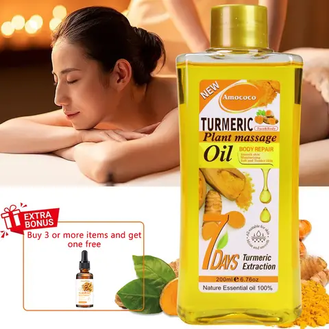 Turmeric Honey Plant Cosmetic Body & Massage Oil - Hydrating Moisturizer for Adults, All Skin Types, Winter Warmth, Nourishing Antioxidant Formula, 7-Day Softening Enhancement, 6.0-8.9 fl oz (200 ml), 24-Month Shelf Life