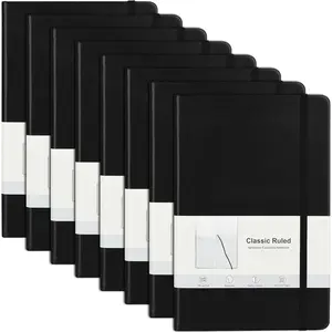 8 Pack Hardcover Journal Notebooks, 5.5"x8.3", Hardcover, Black, A5 Lined Journals for Notes-taking,Writing,Diary, Ruled Journaling Notebooks for Work School Travel