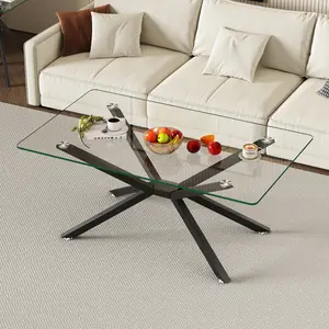 Tempered Glass Coffee Table, 39.37" - 5 Leg Colors to Match Any Decor |   Modern, Stain-Resistant, Easy Assembly, Heavy-Duty Design
