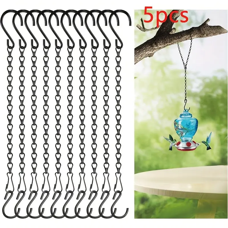 5pcs 10-Inch Durable Strong Support Hanging Chain with S-Hook, Adjustable Iron Plant Hanger, Indoor/outdoor Garden Use, Perfect for Plants, Bird Feeders, Lanterns, Plant Pot, Decor