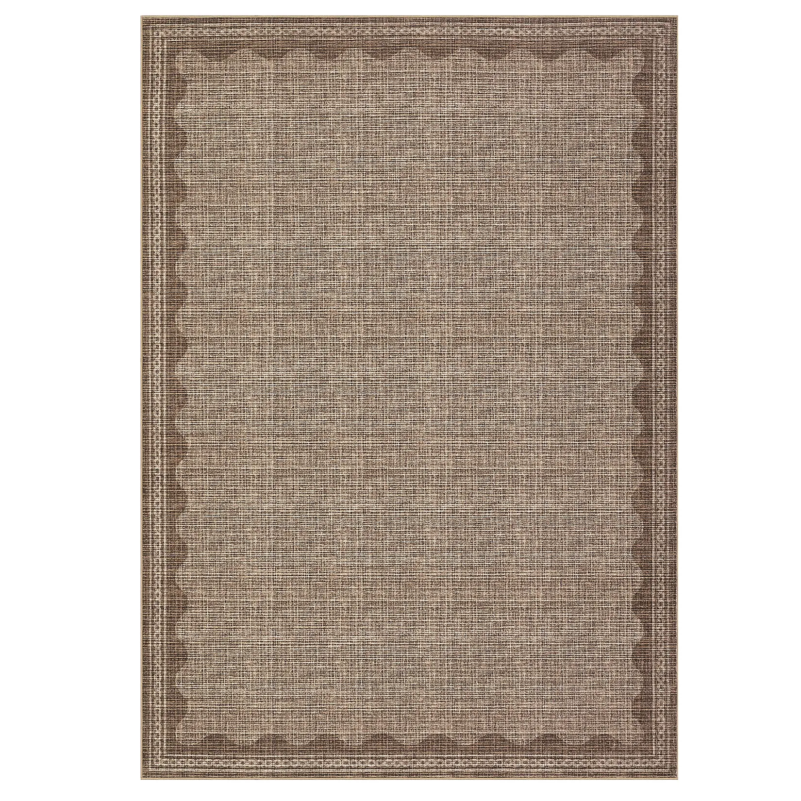 Garvee Washable Scalloped Area Rug - Linen-Style Modern Indoor Floor Mat, Collapsible Runner for Living Room Bedroom Dining Room Entryway Kitchen - 160x230 cm / 80x150 cm