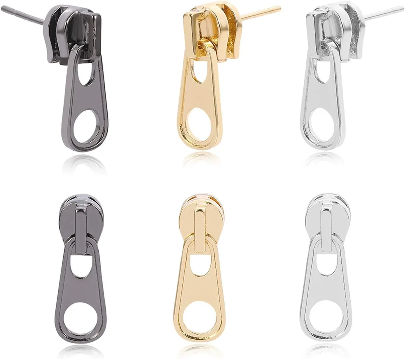 Fashion    Zipper Shape Studs Earring Sets Metal Alloy Black Funky Zipper Dangle Drop Earrings For Women Men