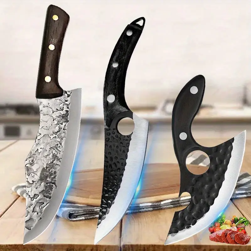 1PC/3PCS Stainless Steel Kitchen Knife High Quality Professional Chef Knife Hand-forged Multifunctional Meat Boning Cleaver Mini