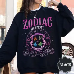 Zodiac Academy Sweatshirt Astrology Zodiac Signs Graphic Crewneck Fantasy Magic Elements Ignis Aer Aqua Terra Shirt Astrology Lover Gift Unisex Pullover