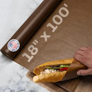 Brown Wet Wax Paper Roll 18" x 100' - USA-Made Moisture-Repellent Cooking Paper for Packing, Storing & Freezing - Heavy-Duty Food-Safe Wrapping Material for Meat, Cheese & Baked Goods by IDL Packaging