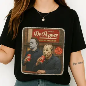 Vintage Halloween Horror T-Shirt, Michael & Jason Retro Tee, Funny Scary Movie TShirt, Spooky Halloween Gift