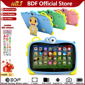 7-Inch Android 13 Kids Tablet, 4GB+64GB Storage, Parental Control, Web Browsing, Learning Games, Drawing Tool, Music Player, E-Reader, Shockproof Case, Dual Cameras