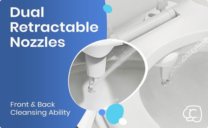Everlasting Comfort Clear Rear Bidet Attachment for Toilet - Dual Self-Cleaning Nozzles, Adjustable Water Pressure, Easy No-Tool Installation, Eco-Friendly Toilet Sprayer for Rear & Feminine Cleansing, Fits Most Toilets