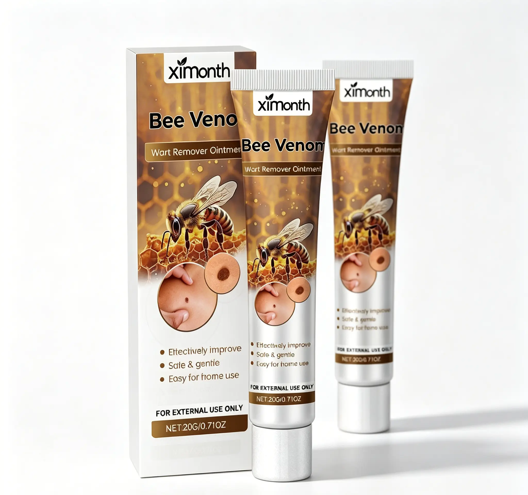 Ximonth Bee Venom Ointment with Glycerin and Mineral Oil (20g*2) - Skin-Friendly Bee Extract Body Lotion & Cream, Lightweight, Fast-Absorbing, Soothing, Non-Greasy Daily Care Moisturizer