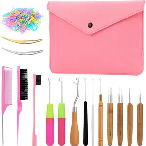 Dreadlock Crochet Hook Kit, 220 PCS Crochet Needle for Locs, Multiple Sizes and Types Crochet Needles for Hair Braiding