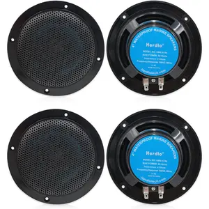 Herdio 4-Inch 320W Wireless Bluetooth Ceiling Audio Speakers, 4-Pack Black 2-Way Water-Resistant Flush-Mount Units for Bathroom, Home Theater, Smartphone-Compatible Surround Sound