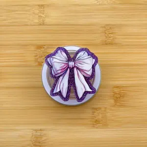 Glitter Coquette Magsafe Phone Grip, Multi Color Vintage Bow Phone Holder, Pink Black Bow Accessory for BookTok, Girly Gift, Black Pink Coquette Acrylic Pop Socket