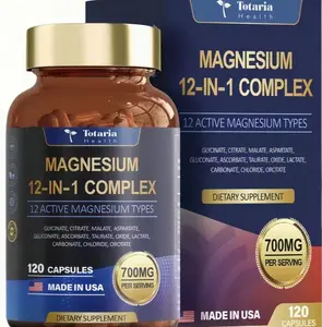 12-in-1 Magnesium Complex 700mg - Supplement with Glycinate Citrate Malate Oxide Taurate Aspartate Orotate, Vegan Capsules for Muscle, Heart, and Relaxation Support