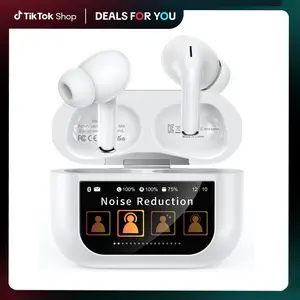 Wireless Earphone, In-ear Design Earbuds with Full Color Display, Noise Cancelling Bluetooth-compatible Earbuds for iPhone Android White Headset Audio Electronic