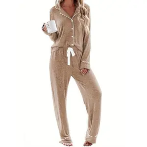 Women's Pajamas Long Sleeve Sleepwear Casual Button Down Loungewear Soft Pjs Set   2 piece vacation outfits women  cozy   loungeries  cute pajamas set  pajama parties perfect gift wife used with raincoat
