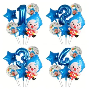 8PCS New Circus-themed Clown Aluminum Film Balloon Set Birthday Party Decoration