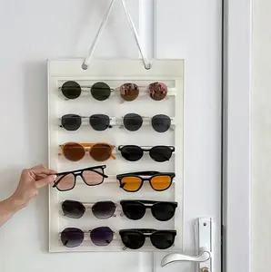 12 Slots Felt Sunglasses Organizer Hanging Wall Glasses Holder Dust Proof Storage Display Pocket Wall Stand Organizer Holder