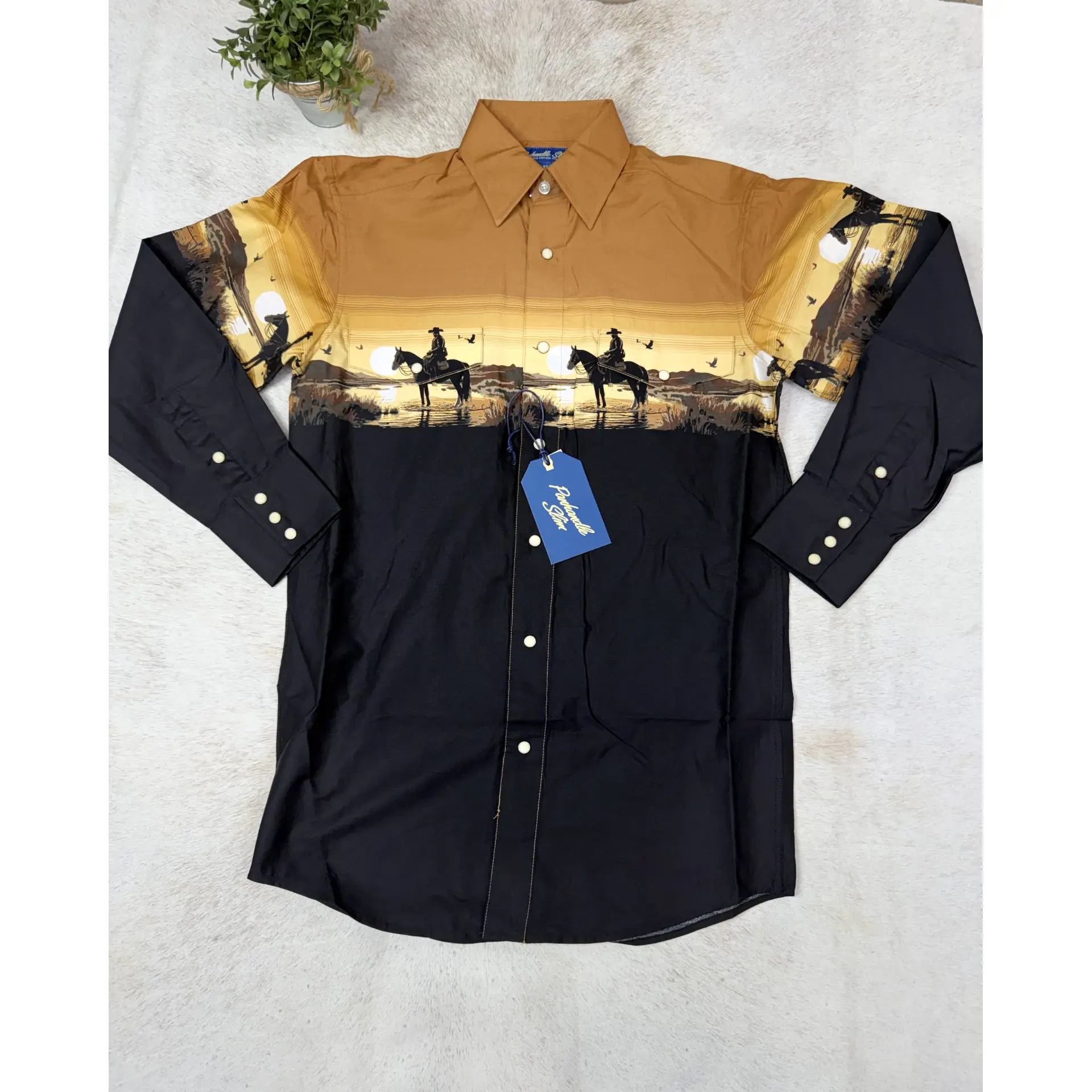 Men's Desert Long Sleeve Snap Dark Tan By Panhandle