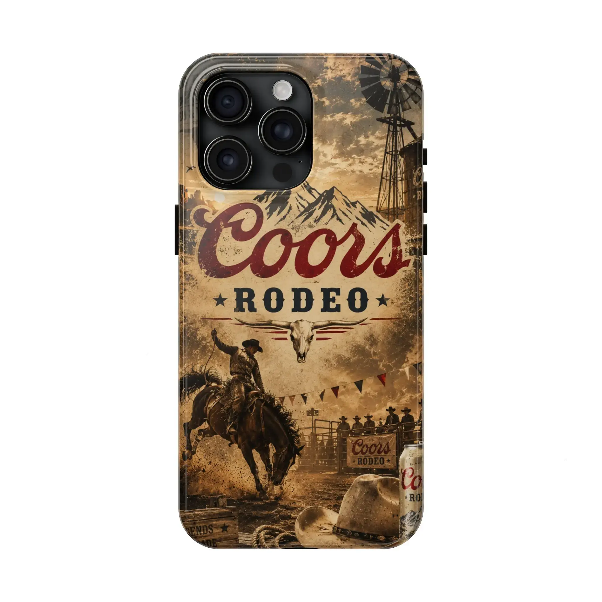 Coors Rodeo Cowboy Phone Case – Vintage Western Bronco Rider Bull Skull