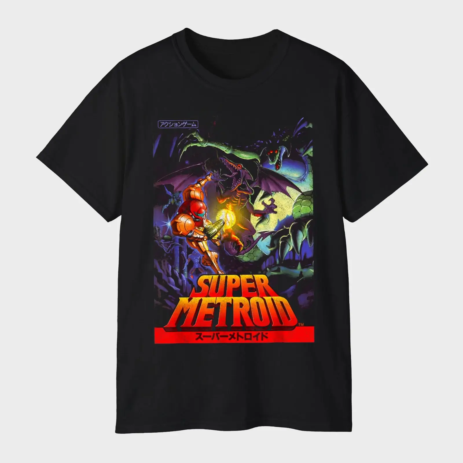 Super Metroid Japanese Cover Art Vintage T-Shirt – Classic Video Game Fan Tee Fan Favorite