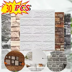 30pcs Ultimate Wall Sticker Panels, DIY Self-Adhesive Foam Brick Wallpaper, Waterproof, Realistic Effect, Ideal for Home Decoration