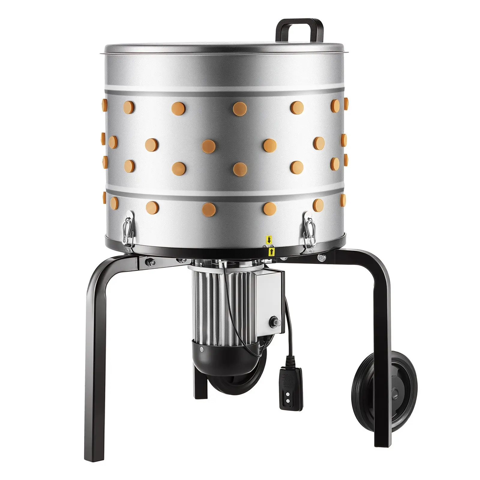 VEVOR Electric Chicken Plucker Machine, 19.7in Round Drum, 750W Power Detachable Drum for Easy Cleaning, 275RPM, 98 Soft Fingers, Transport Wheels, Stainless Steel Feather Remover for Backyard 2-Chick Processing
