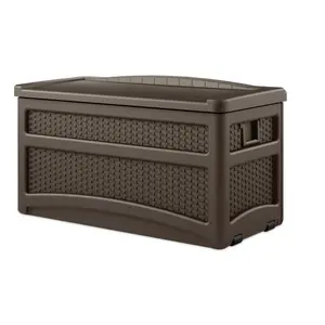 Suncast 7509888 46 x 24 in. 73 gal Plastic Deck Box with Seat, Brown