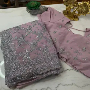 Midnight Glamour – Georgette Party Wear Saree with Embroidered Elegance