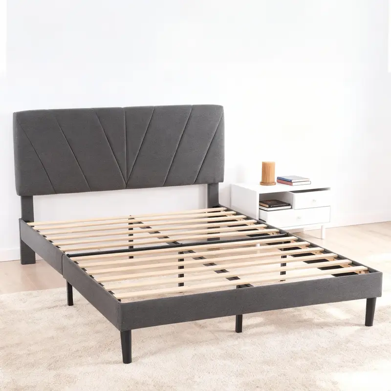 Twin Bed Frame with Adjustable Headboard, Heavy Duty Platform & Reinforced Slats - No Box Spring Summervibes
