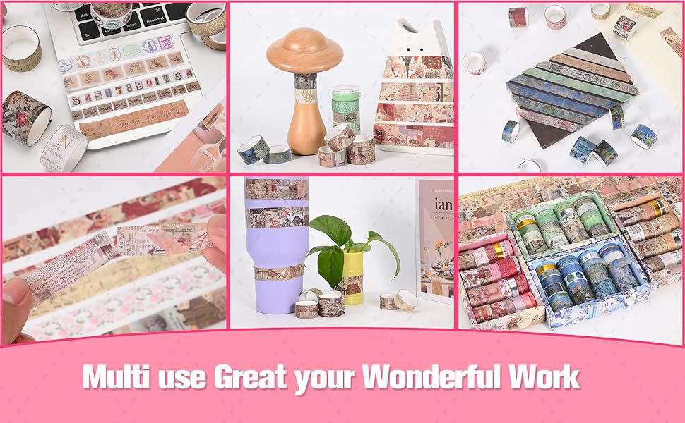24 Rolls Vintage Washi Tape Set, Floral Decorative Tape for Scrapbooking,Junk Journal Supplies,DIY Art Crafts,Planners, Bullet Journaling and Wrapping(Romantic Eternal Series)