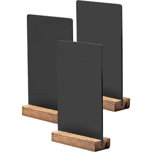 Desktop Chalkboard Sign Double-Sided Chalkboard with Wooden Base (3 Pack 7.9x5.1)