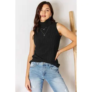 Basic Bae Full Size Ribbed Turtleneck Tank Womenswear Stretchy