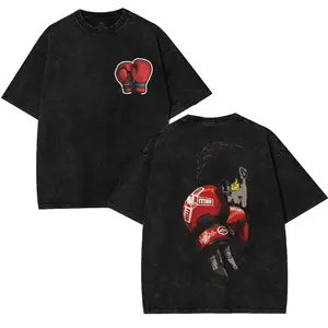 valentine shirts Oversized Hajime Ippo Anime Boxing T Shirt Vintage Graphic Tee with Red Gloves Design Japanese Manga Fighter Print Streetwear Otaku Fashion Cotton Top for Men Women Unisex Casual Outfit Menswear Classic Seamless Smooth