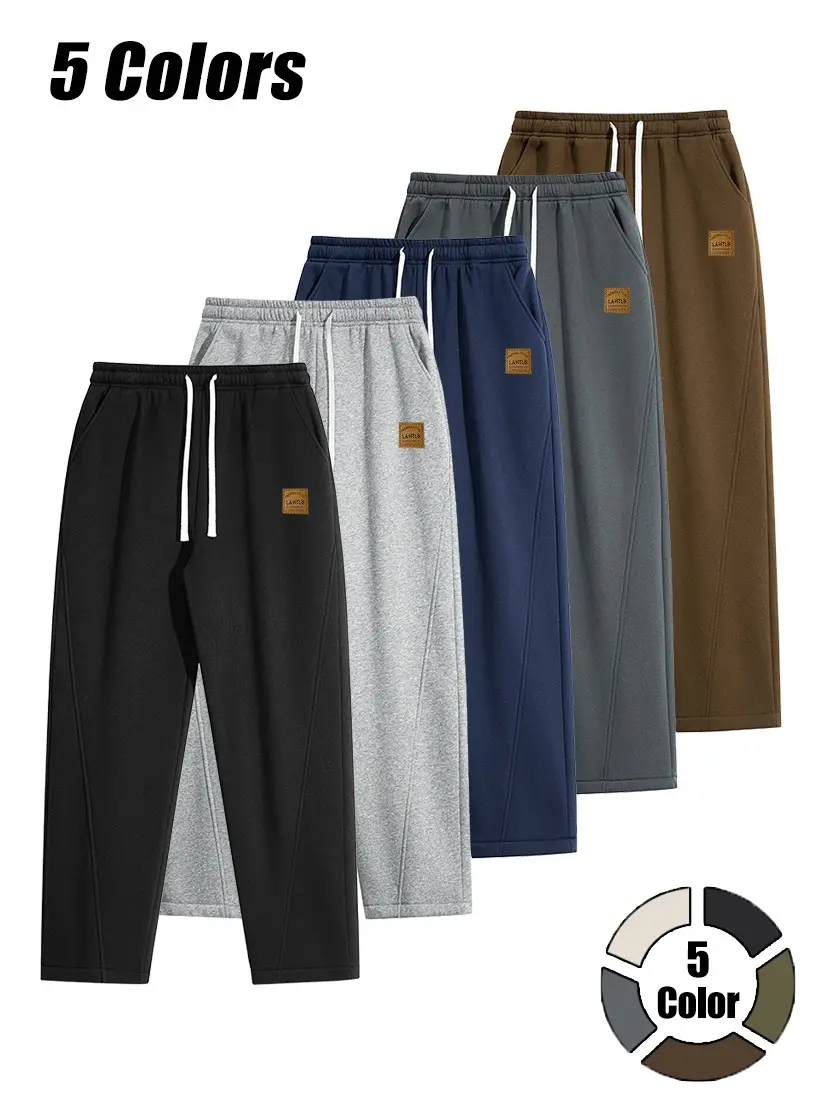 Clean Gent men’s regular-fit solid joggers with an adjustable drawstring waist; casual pocketed design for autumn/winter; long pants for everyday wear; everyday athletic pants