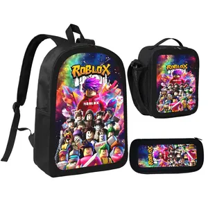 Roblox Backpack With Lunch Box Pencil Case 3 In 1 For Boy Girl Teen Schoolbag Lightweight Large Capacity 600D Oxford Cloth Adjustable Straps Comfortable Mesh Back Cushioning backpack goals-E