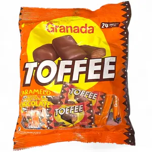 Tofee Granada 168g 24 Unit Candy Milk Caramel with Chocolate Flavor Coating Snack for Sweet Cravings