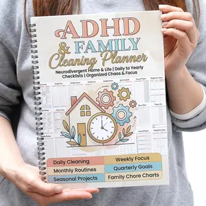 ADHD Cleaning Planner Calendar Bundle Home Organization Master Cleaning Checklist Executive Dysfunction Daily Weekly Monthly Tasks Room by Room Decluttering Guide Neurodivergent Friendly Household Chore Log