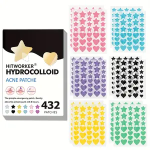 Hitworker Hydrocolloid Acne Patches - 432 Units in 3 Sizes for Effective Breakout Treatment, Cruelty-Free & Gentle, Mark-Free Blemish Care Acne Blemish Clear Pack Skin Repair breakout  patch  kit