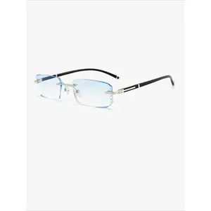 Fashion Cut Edge Frameless Blue Light Blocking Glasses, Lightweight Eye Protection for Women Men