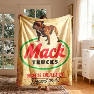 Mack Trucks Retro Logo Flannel Blanket, Large Soft Lightweight Warm, Perfect for Bed Sofa Office Camping Travel, Spring Gift