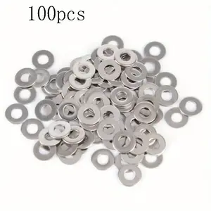 100pcs/ M8 Stainless Steel Washers, metal flat gaskets for repair use. Made of premium rust-proof and wear-resistant stainless steel, these thin gaskets allow precise gap adjustment. They serve as industrial positioning spacers .