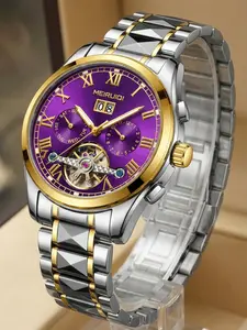A men's multifunctional calendar week fully automatic mechanical movement night light waterproof classic mechanical watch Stainless Steel Wristwatch Analog Mechanical Watch Water Resistant Wristwatch